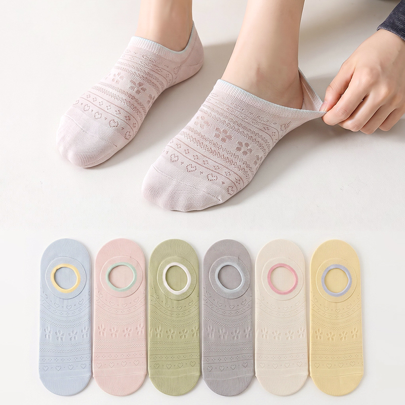 Invisibility Sock Loafer - 6 Paar Dames Onzichtbare Sokken Kant