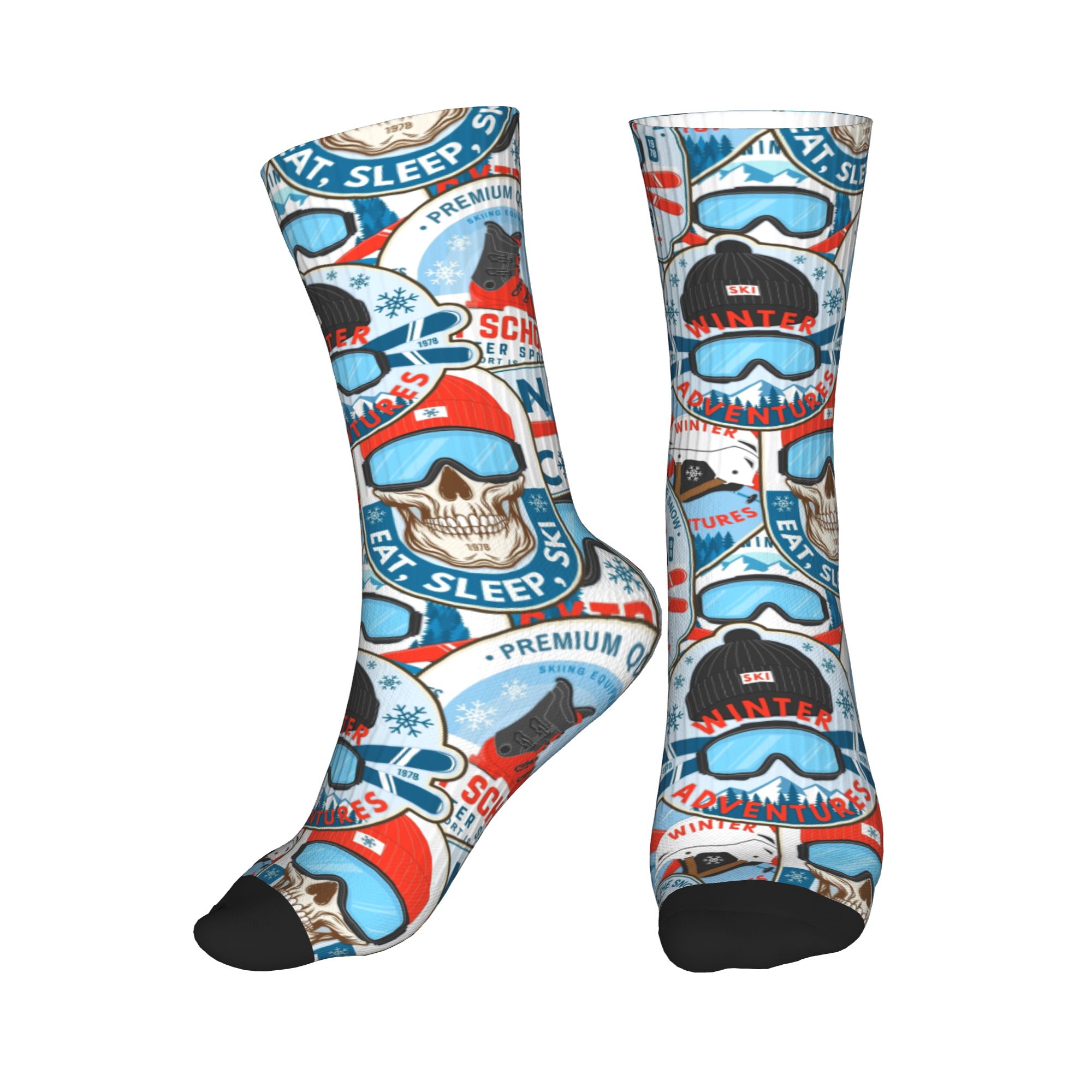 Dress Sock Men - Vintage rood blauwe Ski Club naadloze