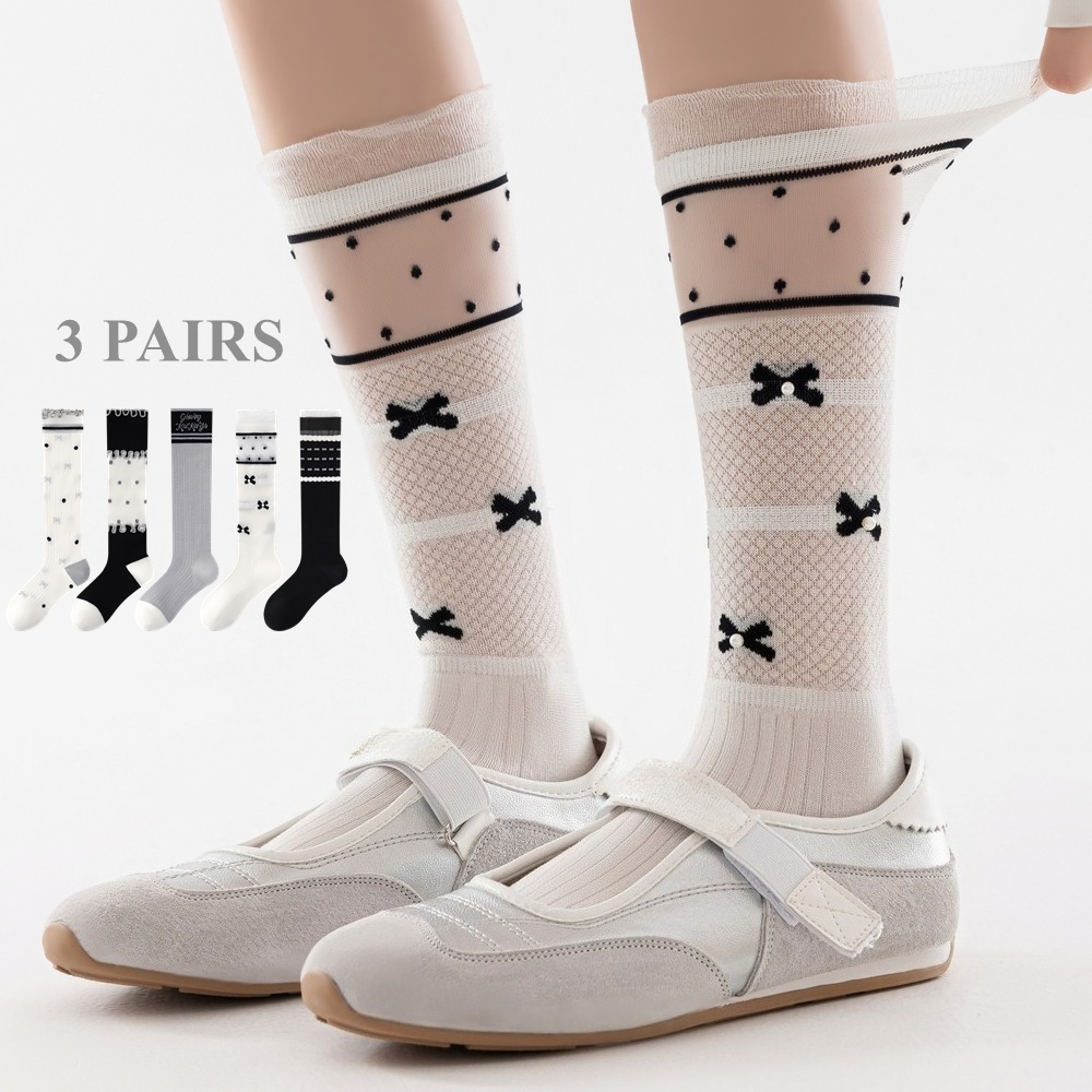 Silk Sock Bamboo - 3 paar schattige damessokken zomer dunne