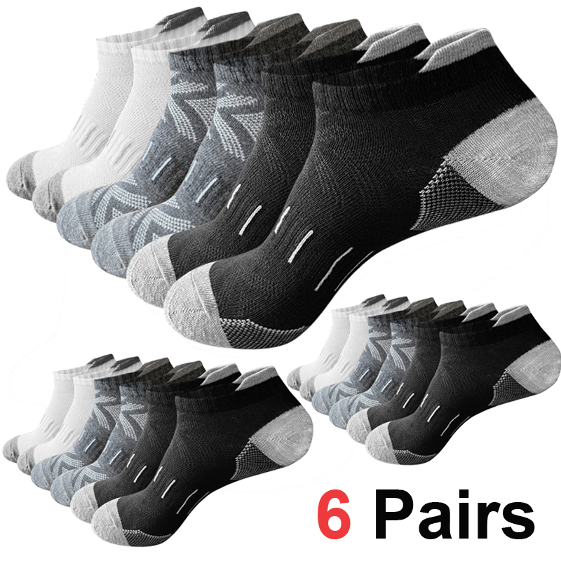 Athletic Sock Cushion - 6 paar heren enkelsokken met pijlprint,