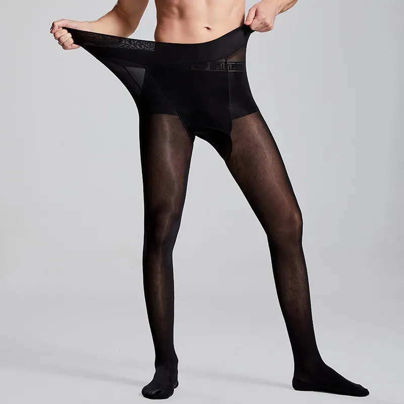 Tights Pantyhose Sheer - Plus Size Mannen Sexy Sheer Zwart