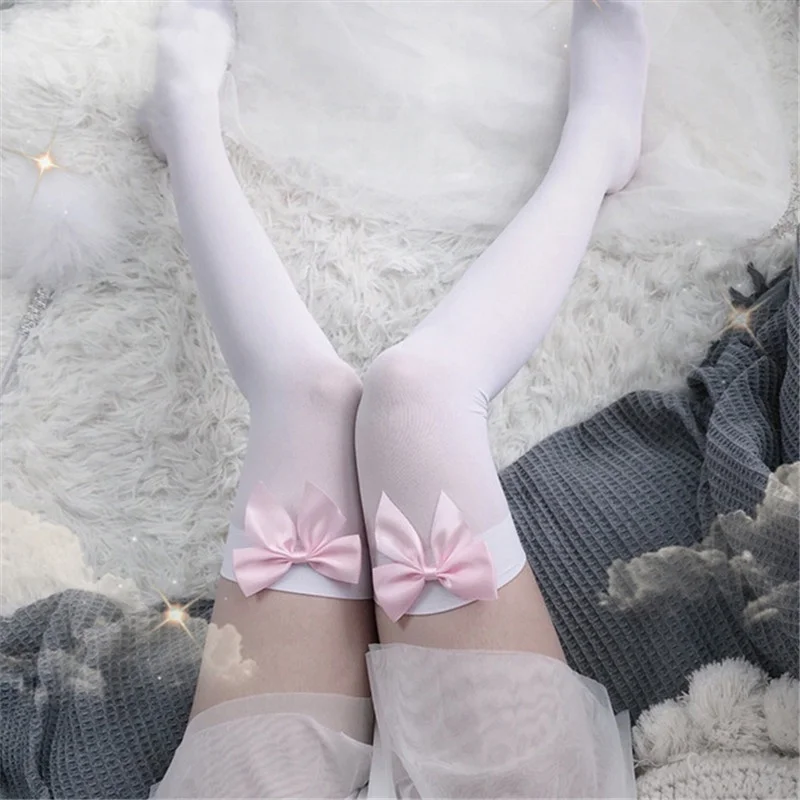 Thigh High Sock Stay Up - Sexy vrouwen Kousen Roze Boog Stay