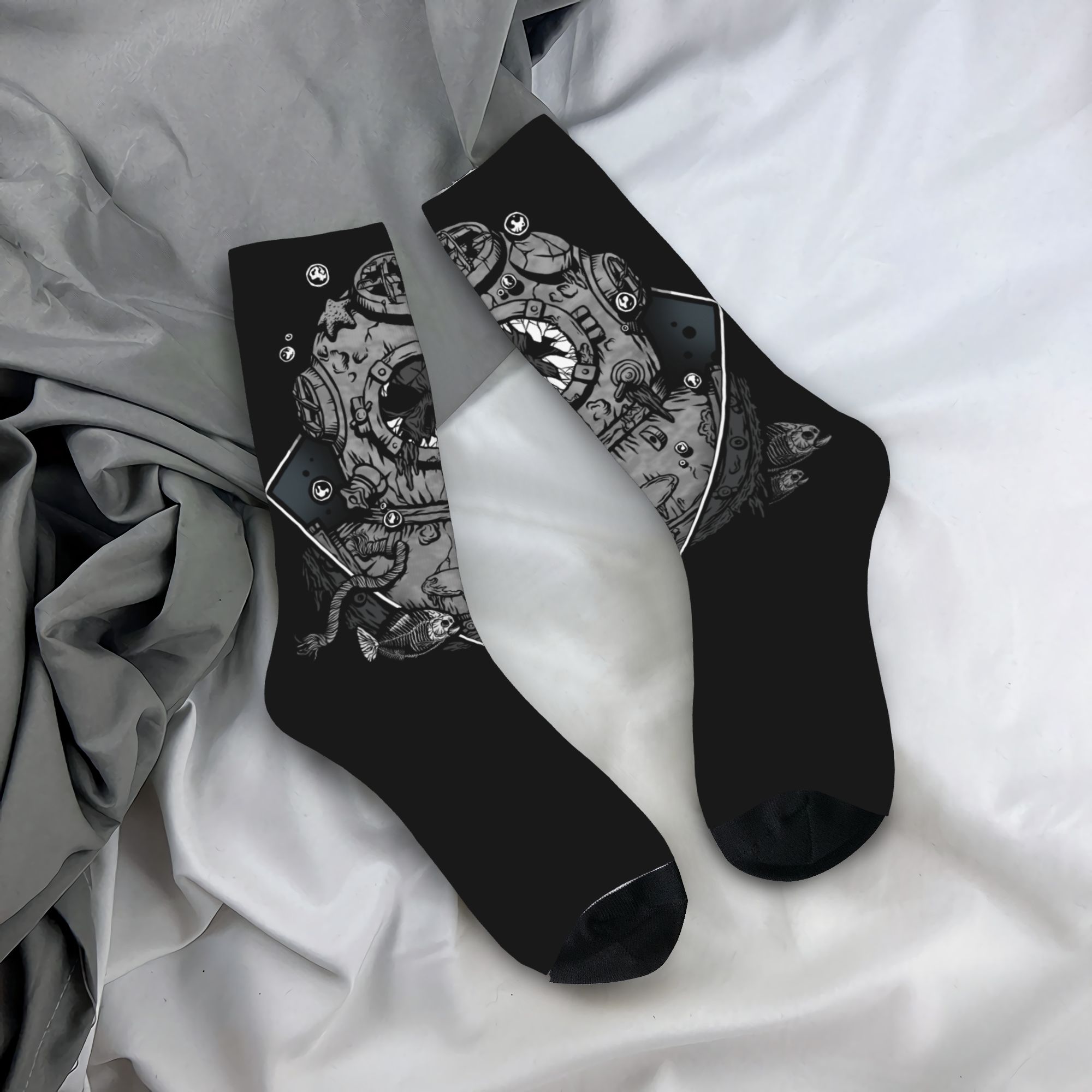 Dress Sock Men - Aangepaste grappige heren duik-schedel sokken unisex