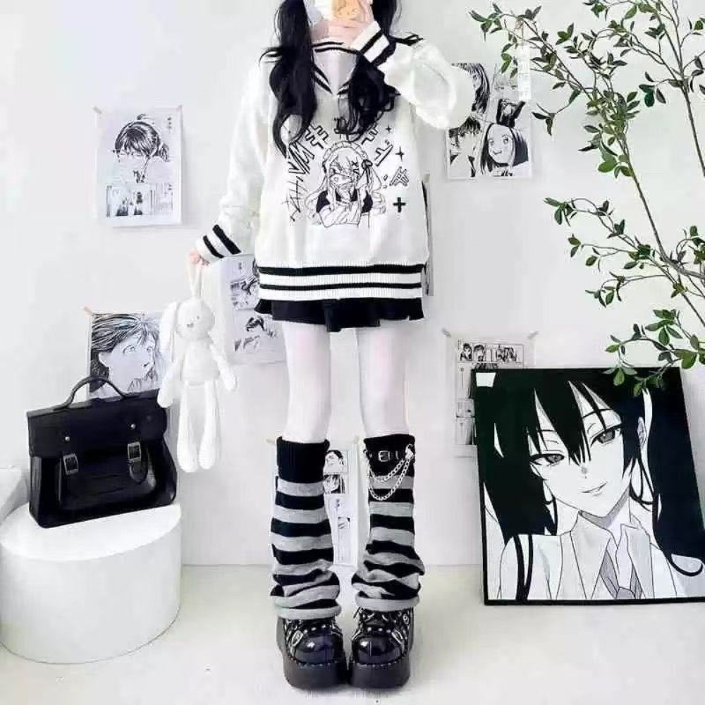 Boot Sock Slouchy - Japanse stijl Harajuku gebreide beenwarmers, losse