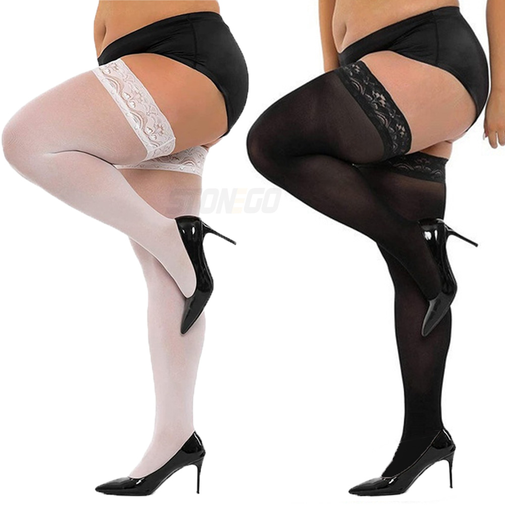 Thigh High Sock Stay Up - Plus Big Size Dames Ultradunne Kanten
