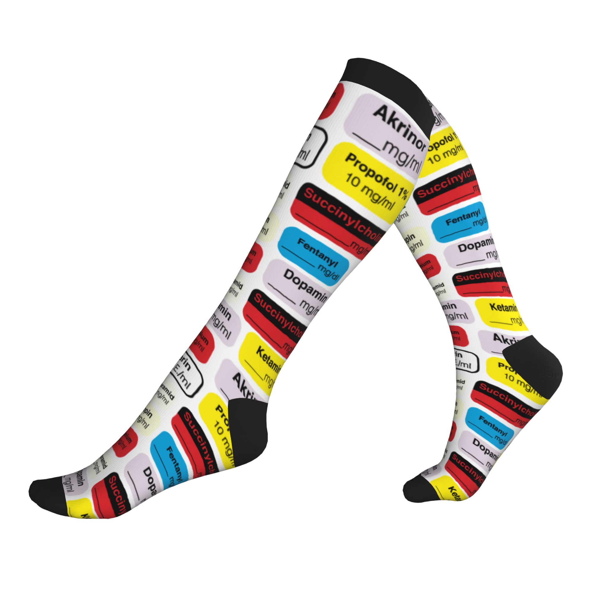 Compression Sock Medical - Anesthesie Medicijnlabels Heren Dames Sportcompressiesokken Unisex