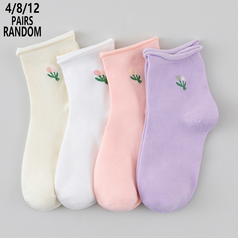 Cotton Crew Sock Pack - 4/8/12 pakjes willekeurige dames sokken met