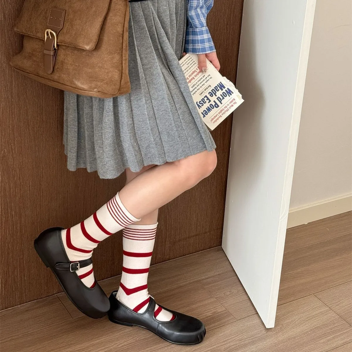 Silk Sock Bamboo - Koreaanse winter gestreepte wollen zijden damessokken