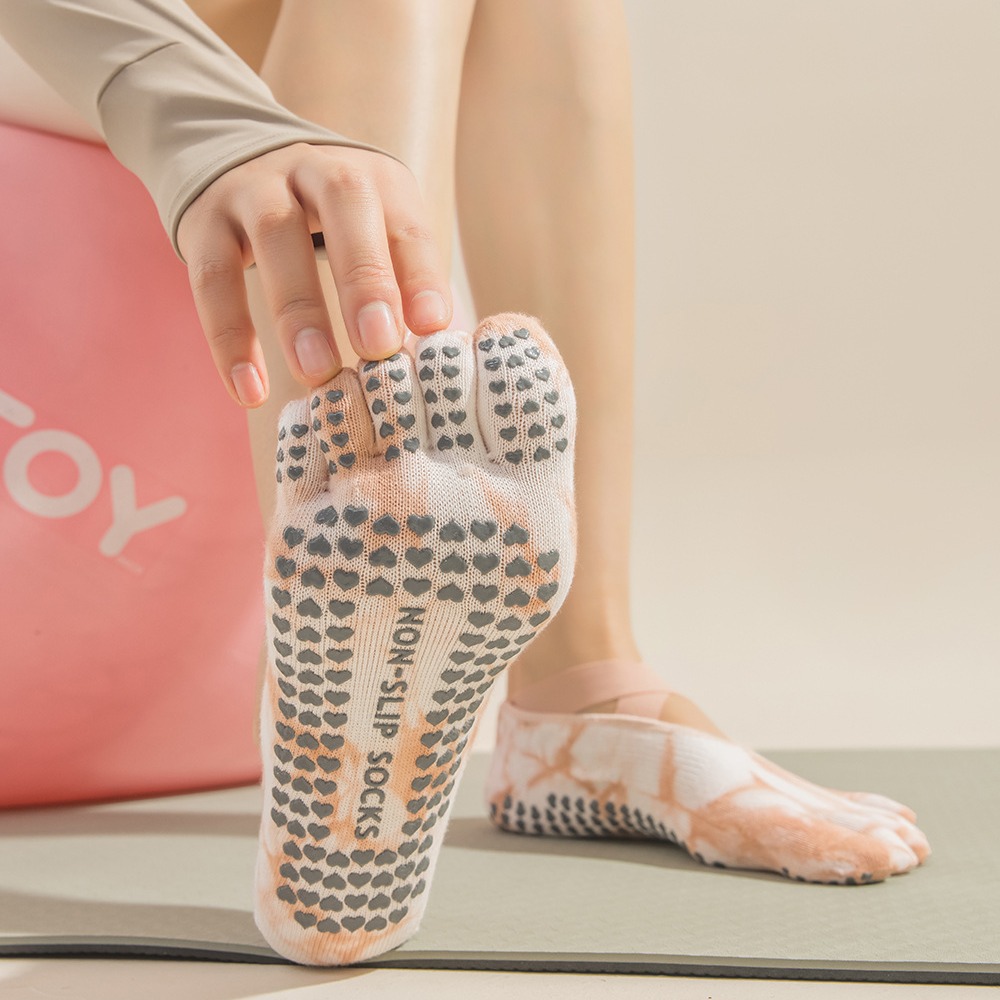Tie-Dye damessokken met vijf v - Grip Sock Yoga recensie en prijs