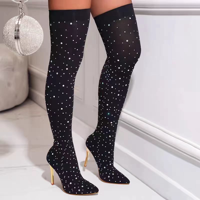 Strass Slanke Been Stretch Sok - Knee High Sock Women recensie en prijs