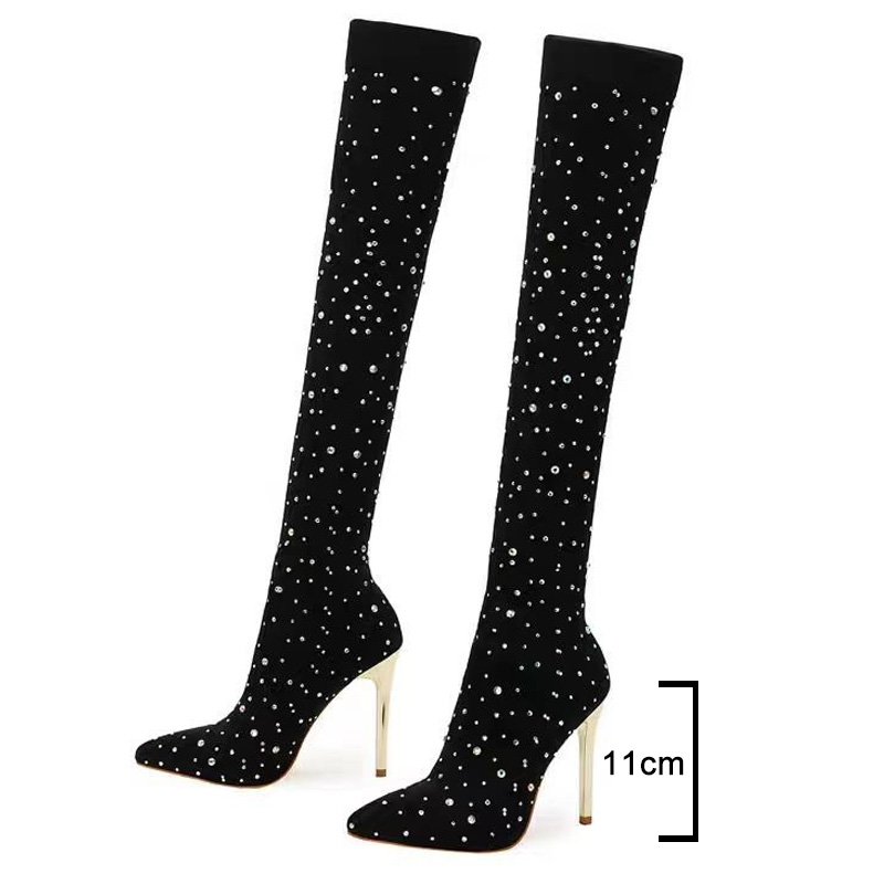 Strass Slanke Been Stretch Sok - Knee High Sock Women recensie en prijs