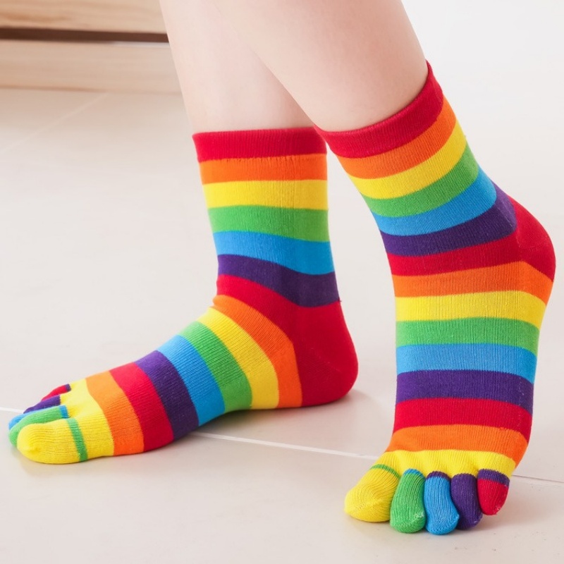 Damessokken Regenbooggestreept - Toe Sock Split recensie en prijs