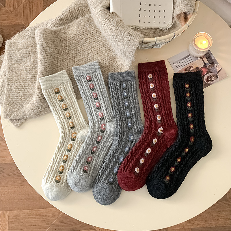 Koreaanse zoete bloemenwol hal - Boot Sock Slouchy recensie en prijs