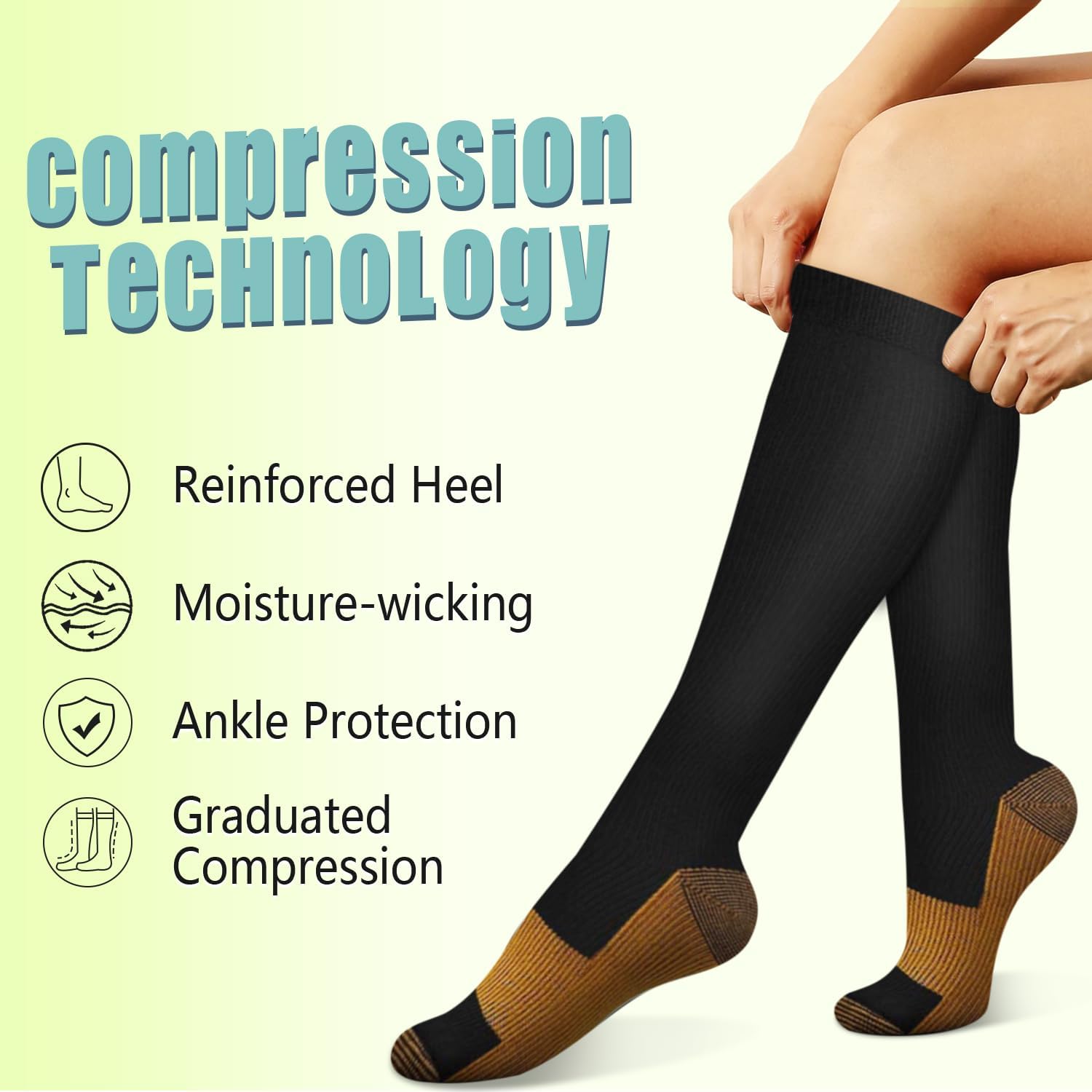6-paar effen kleur koperen com - Compression Sock Medical recensie en prijs