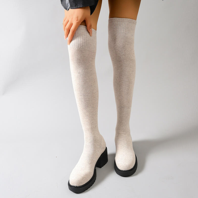 Chunky Platform Over De Knie L - Knee High Sock Women recensie en prijs