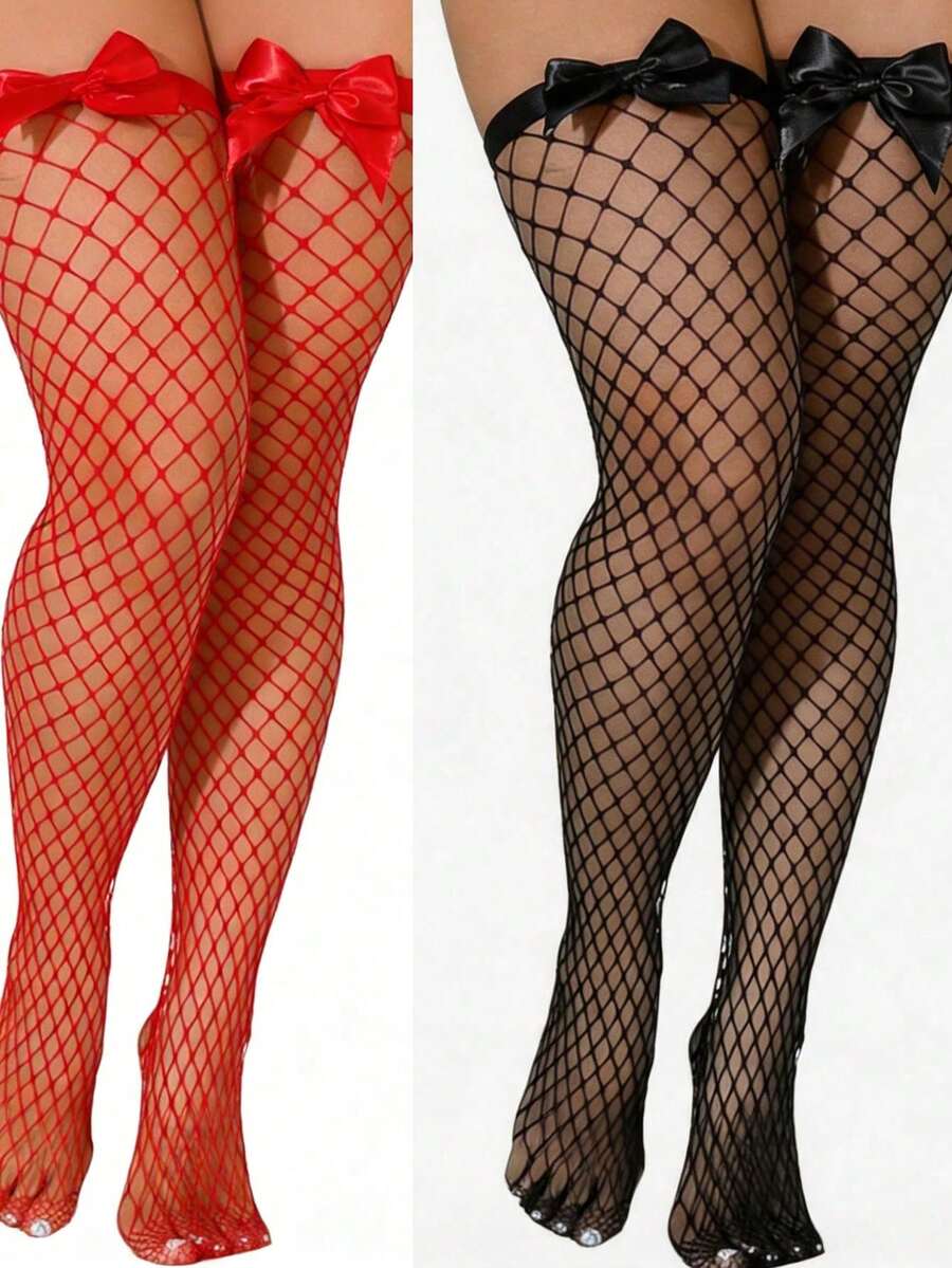 Kousen met strikdecoratie, fis - Fishnet Stocking Women recensie en prijs